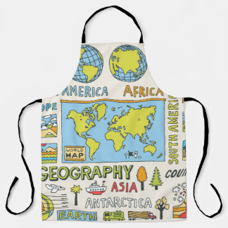 Hand getrokken  Geografie Illustratie Schort