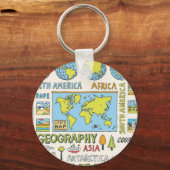 Hand getrokken Geografie Illustratie Sleutelhanger (Voorkant)