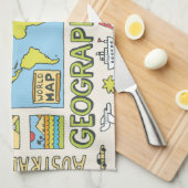 Hand getrokken Geografie Illustratie Theedoek (Quarter Fold)