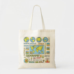Hand getrokken  Geografie Illustratie Tote Bag