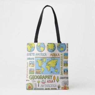 Hand getrokken  Geografie Illustratie Tote Bag