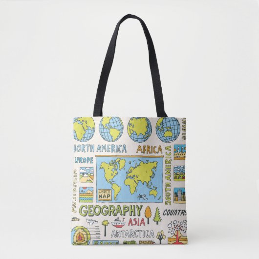 Hand getrokken  Geografie Illustratie Tote Bag (Voorkant)