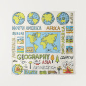 Hand getrokken  Geografie Illustratie Wandkleed (Voorkant)