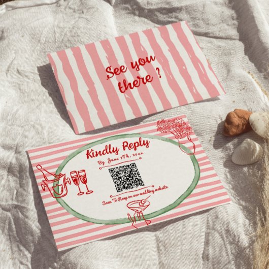 Hand getrokken geschreven eigenzinnige Lijst QR Co RSVP Kaartje