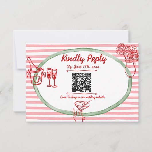 Hand getrokken geschreven eigenzinnige Lijst QR Co RSVP Kaartje (Voorkant)