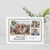 Hand getrokken geschulpte Doodle Lijst Foto Kerst Feestdagenkaart (Staand voorkant)