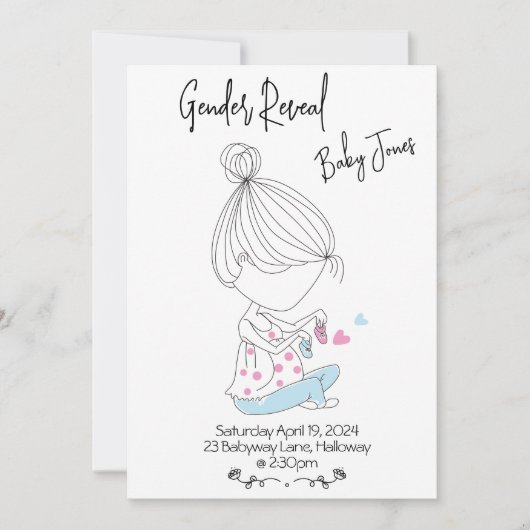 Hand getrokken Geslacht onthullen uitnodiging (Voorkant)