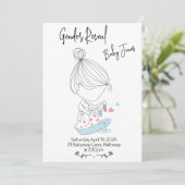 Hand getrokken Geslacht onthullen uitnodiging (Staand voorkant)
