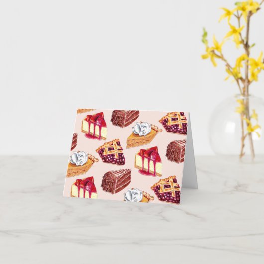 Hand getrokken gesneden desserts taarten en taarte kaart (Gele Bloem)