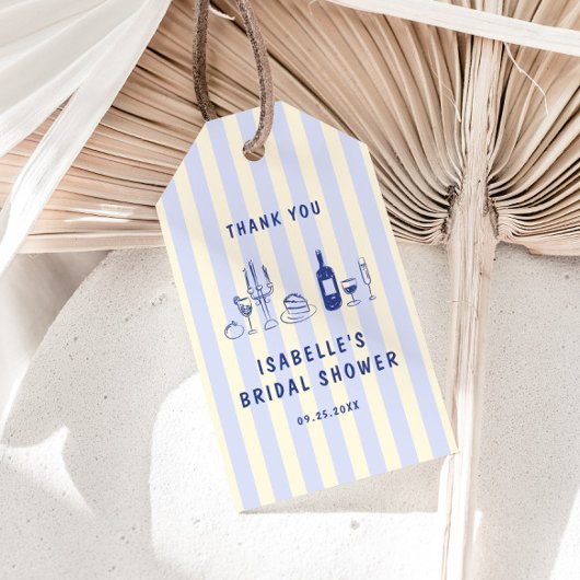 Hand getrokken gestreepte Vrijgezellenfeest dank u Cadeaulabel