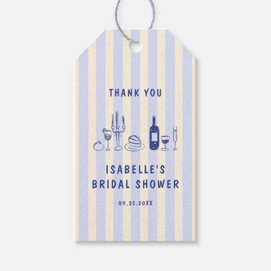 Hand getrokken gestreepte Vrijgezellenfeest dank u Cadeaulabel (Voorkant)