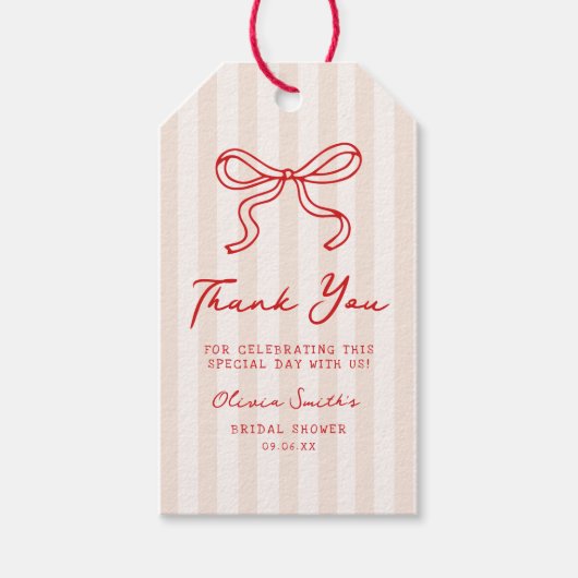 Hand getrokken gestreepte Vrijgezellenfeest dank u Cadeaulabel (Voorkant)