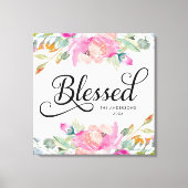 Hand getrokken Gezegend Zacht Roze Bloemen Canvas Afdruk (Voorkant)