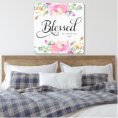 Hand getrokken Gezegend Zacht Roze Bloemen Canvas Afdruk (Insitu (Slaapkamer))
