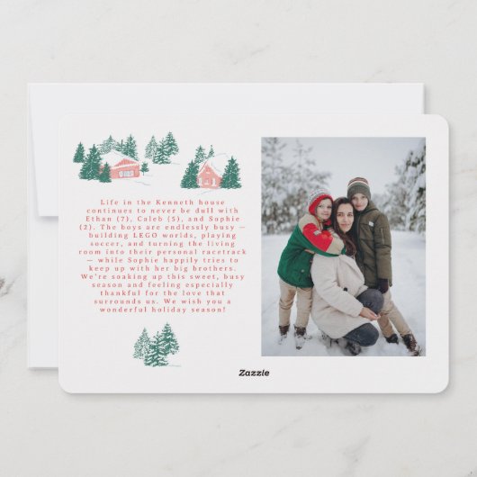 Hand getrokken Gezellig Vakantiedorp Foto Vakantie Feestdagenkaart (Achterkant)