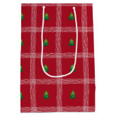 Hand getrokken gingham met kerstboom medium cadeauzakje (Achterkant)
