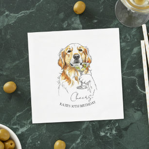 Hand getrokken Golden Retriever Dirty Martini Cock Servet