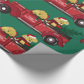 Hand getrokken Goldendoodles Rode Kerst Truck Cadeaupapier (Hoek)