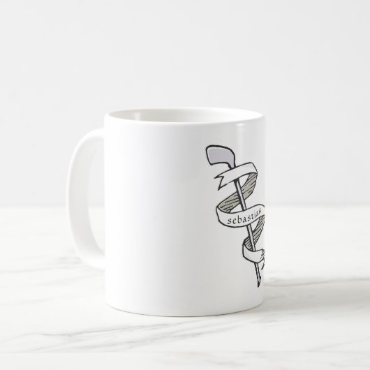 Hand getrokken Golf Club met Lint speciaal Koffiemok (Voorkant links)