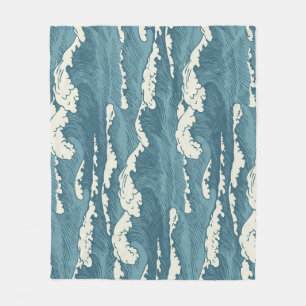 Hand-getrokken golven retro  patroon fleece deken