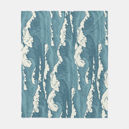 Hand-getrokken golven retro patroon fleece deken (Voorkant)