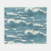 Hand-getrokken golven retro patroon fleece deken (Voorkant (Horizontaal))