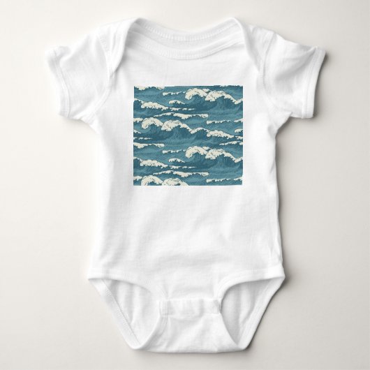 Hand-getrokken golven retro patroon romper (Voorkant)