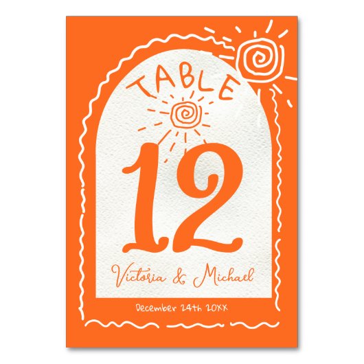 Hand getrokken golvende boog Tafel nummer kaarten (Voorkant)