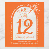 Hand getrokken golvende boog Tafel nummer kaarten Wijn Etiket (Enkel label)