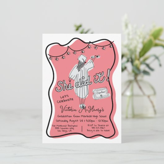 Hand getrokken golvende lijst graduatie partij kaart (Staand voorkant)