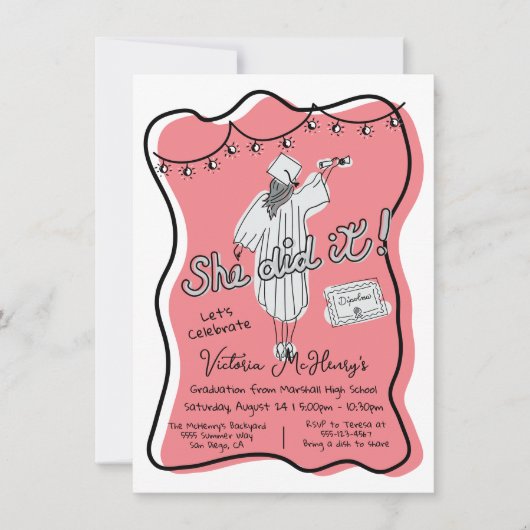 Hand getrokken golvende lijst graduatie partij kaart (Voorkant)