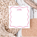 Hand getrokken golvende rand donker roze gepersona notitieblok<br><div class="desc">Dit gepersonaliseerde notitieblok heeft een "groovy" ontwerp in blauw of elke kleur die u kiest. Gebruik het sjabloon formulier om uw personalisatie toe te voegen.</div>
