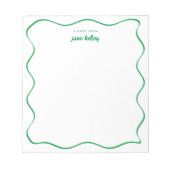 Hand getrokken golvende rand helder groen geperson notitieblok (Voorkant)