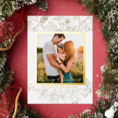 Hand getrokken Goud & Wit Bloemen Vrolijk Kerstfee Folie Feestdagenkaart