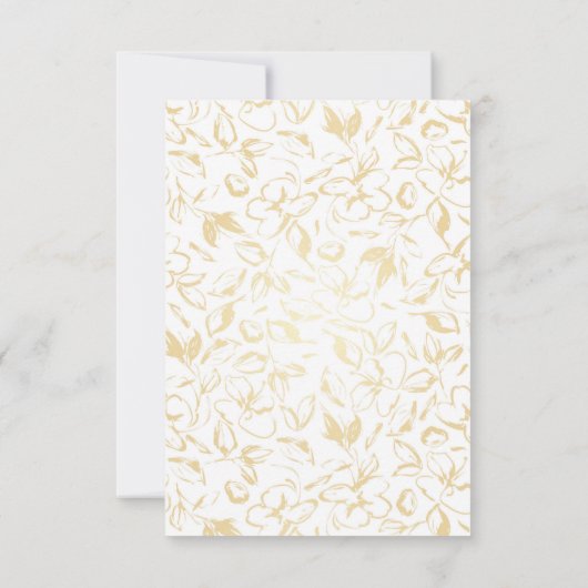 Hand-getrokken Gouden Bloemen Patroon Huwelijk RSV RSVP Kaartje (Achterkant)