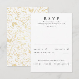 Hand-getrokken Gouden Bloemen Patroon Huwelijk RSV RSVP Kaartje