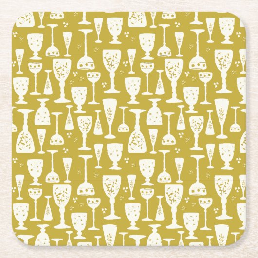 Hand getrokken gouden champagne fluiten kartonnen onderzetters (Voorkant)