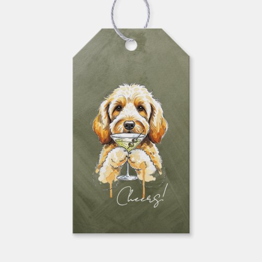 Hand getrokken gouden doodle Dirty Martini Dank u Cadeaulabel (Voorkant)