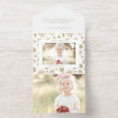 Hand Getrokken Gouden Folie Sneeuwvlok Kerstfoto All In One Uitnodiging (Binnenkant)