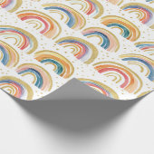 Hand getrokken gouden glitter Waterverf regenbogen Cadeaupapier (Hoek)