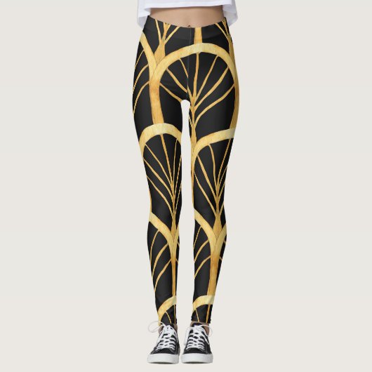 Hand getrokken gouden imitatie Waterverf Leggings (Voorkant)