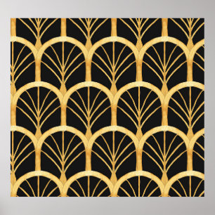 Hand getrokken gouden imitatie Waterverf Poster