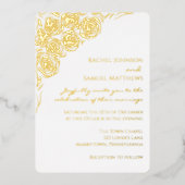 Hand getrokken gouden Rozen Unieke moderne bruilof Folie Uitnodiging (Voorkant)