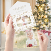 Hand getrokken Gouden Sneeuwvlok Kerstfoto All In One Uitnodiging