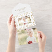 Hand getrokken Gouden Sneeuwvlok Kerstfoto All In One Uitnodiging (Afscheurbaar)