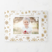 Hand getrokken Gouden Sneeuwvlok Kerstfoto Drieluik Wenskaart (Cover)