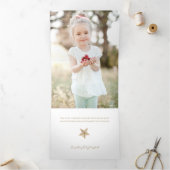 Hand getrokken Gouden Sneeuwvlok Kerstfoto Drieluik Wenskaart (Binnen)