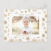Hand getrokken Gouden Sneeuwvlok Kerstfoto Feestdagenkaart (Voorkant)