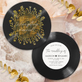 Hand-getrokken Gouden Wildflower Vinyl LP Record B Kaart