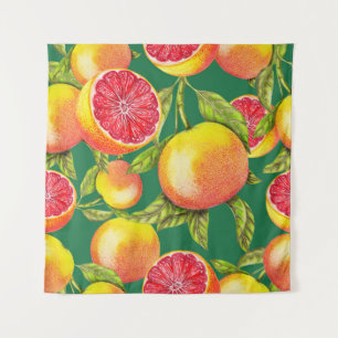Hand getrokken grapefruits naadloos patroon wandkleed